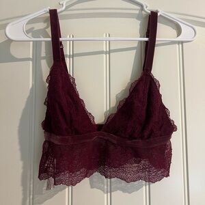 Victoria Secret Burgundy Lace and Velvet Bralette Size M